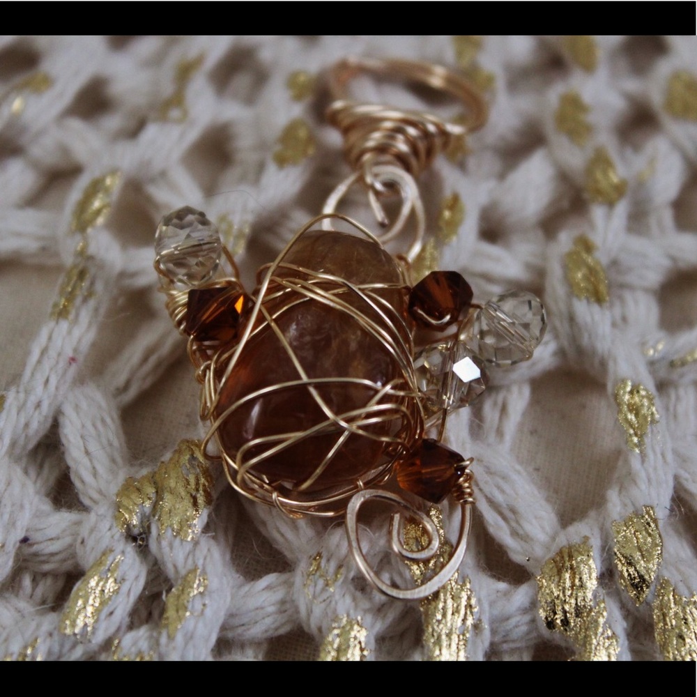 Natural Yellow Calcite Handmade Boho Pendant